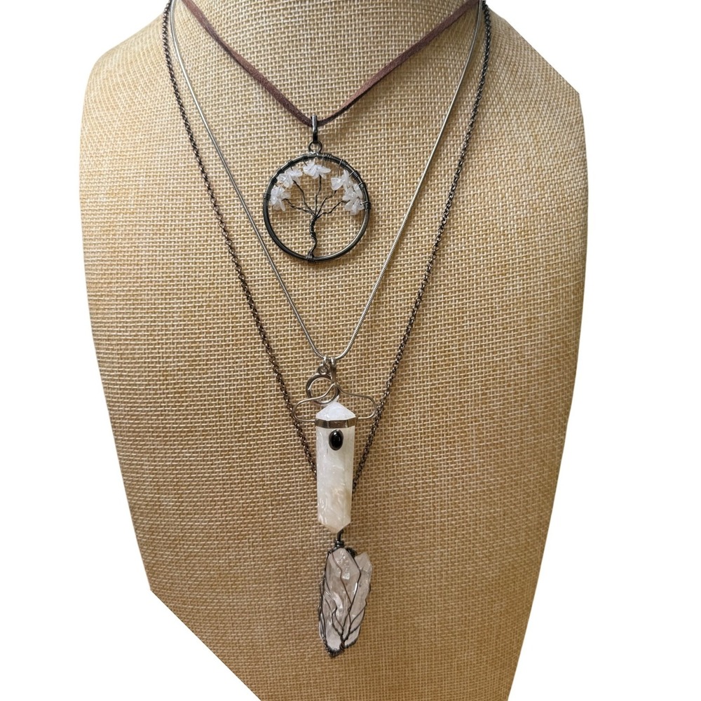 Boho Hippie Spiritual Crystal Tree of‎ Life Necklace Bundle Lot of 3 Unbranded